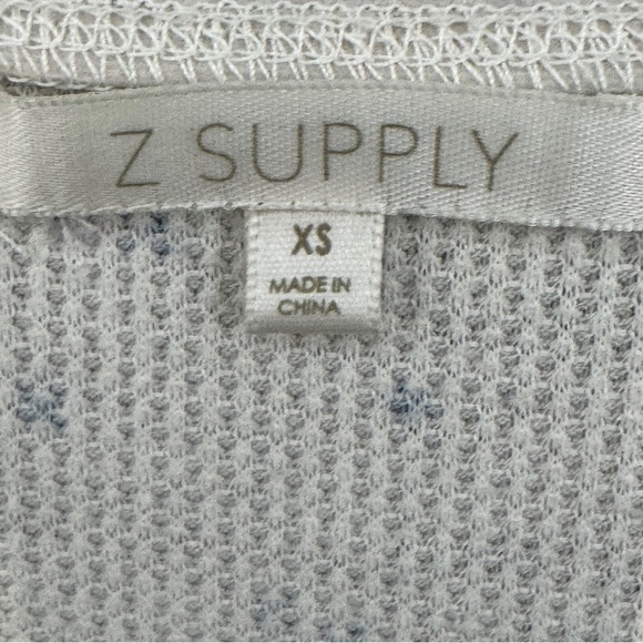 Z Supply Floral Waffle Knit Thermal Top XS Cream Stretch - Picture 4 of 6